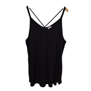LuLaRoe Daniella Double Strap Crisscross Back Top Womens 3XL Black Stretch  Knit